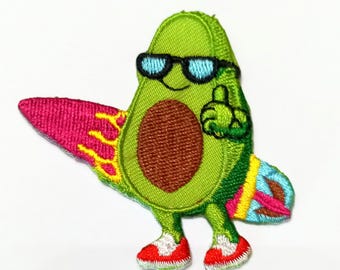 Thumbs Up Chill Summer Avocado Surf Sneakers Embroidery Iron On Sew On Patch