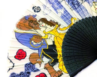 Japan Fairytale Love Princess Belle Beast Dance Rose Handheld Hand Fold Cosplay Gift Folding Fan