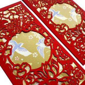 Birds Oriental Asia Chinese Wedding Cash Birthday Envelopes Red Packet Money Holder