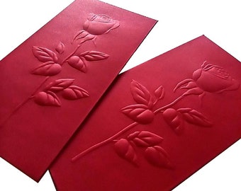 Rose Embossed Red Packet Enveloppe de chèque-cadeau d’anniversaire de mariage