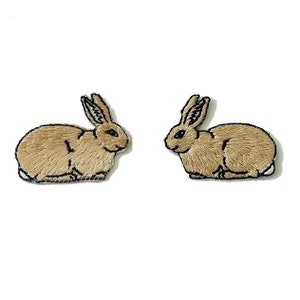 Pair Rabbit Bunny Pet Animal Iron On Patch