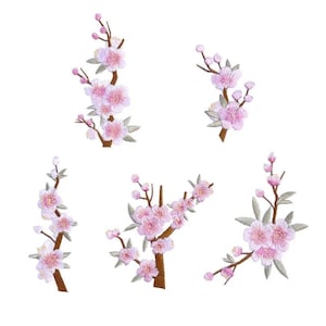 Cherry Blossom Flower Embroidered Iron On Patch