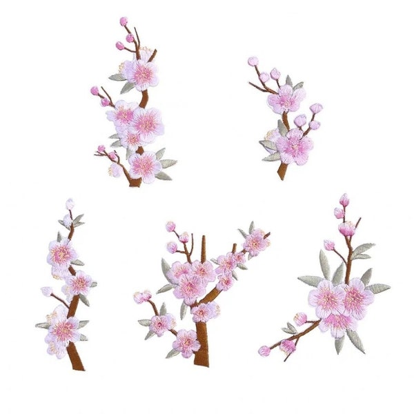 Cherry Blossom Flower Embroidered Iron On Patch
