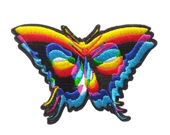 Multi Color Rainbow Butterfly Iron On Patch