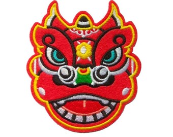 Lion Dance Troupe Red Iron On Patch