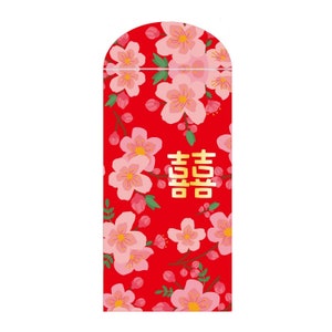 5 PCS Sakura Flower Wedding Red Packet Money Gift Envelope