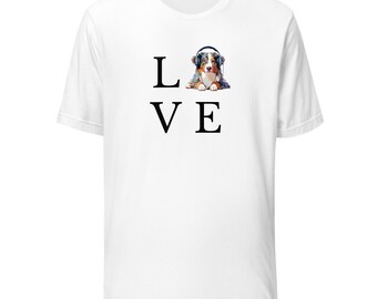 Australian Shephard LOVE Aussie Dog Mom Dog Dad Unisex t-shirt