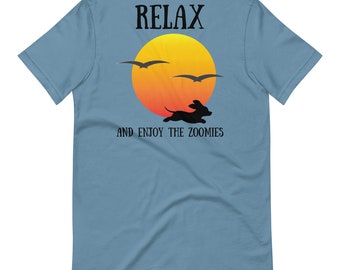 Relax and Enjoy the Zoomies Dog Summer Beach Sunset Happy Dog Short-sleeve unisex t-shirt