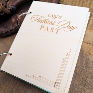 Father's Day Card Holder | Cards of Father's Day Past Card Keeper | Keepsake Gift | Wooden Card Album Storage | Gifts for Dad Grandpa Papa