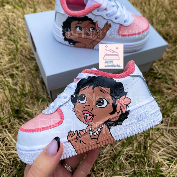 Moana Design Character, Toddlers Cartoon Sneakers, Personalized Sneakers for Kids, Hand Painted Custom Shoes, Cute Princess Sneakers