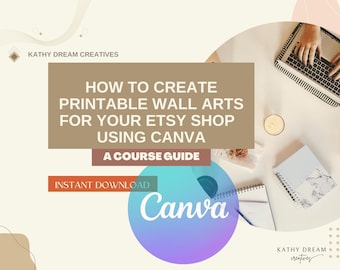 Etsy säljguide, Canva, Etsy säljguide, kursguide för utskrivbar väggkonst, hur man säljer på Etsy, Etsy säljplan, Etsy säljhandledning