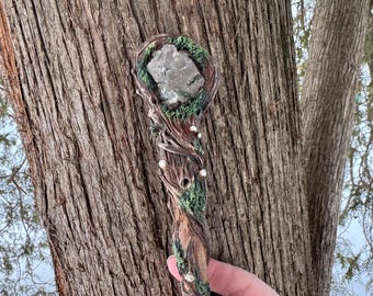 Magic Wand - Quartz and Epidote Wand - Wyrd Witch Wands