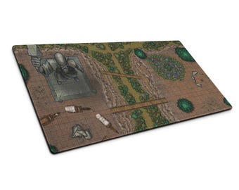 Mapa de batalla de D&D: acantilados, puente y estatua de Goldenscale - Tellest