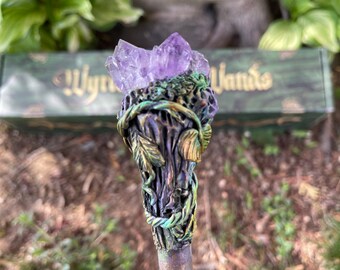 Magic Wand - Leafy Amethyst Wand - Wyrd Witch Wands