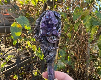Magic Wand - Colorful Amethyst Cluster Wand- Wyrd Witch Wands