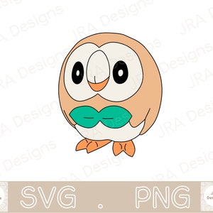 May include: A cartoon illustration of a brown and beige owl with large black eyes and a green bow tie. The owl is standing on two orange feet.