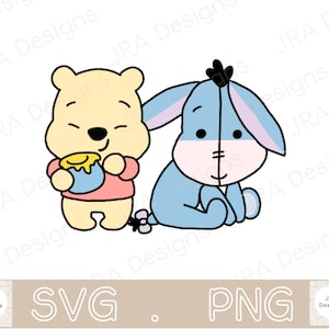 Winnie the Pooh and Eeyore (cutie) SVG & PNG - Cricut cut file