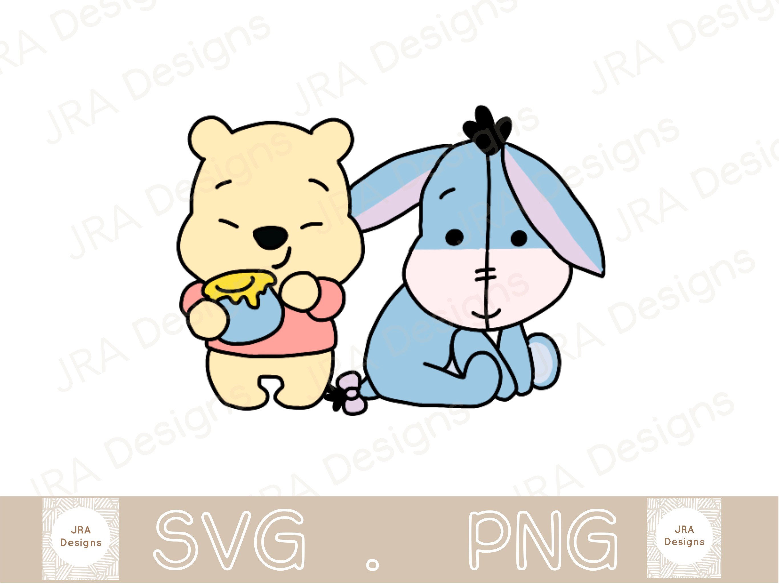 Winnie the Pooh and Eeyore cutie SVG & PNG Cricut Cut File | Etsy
