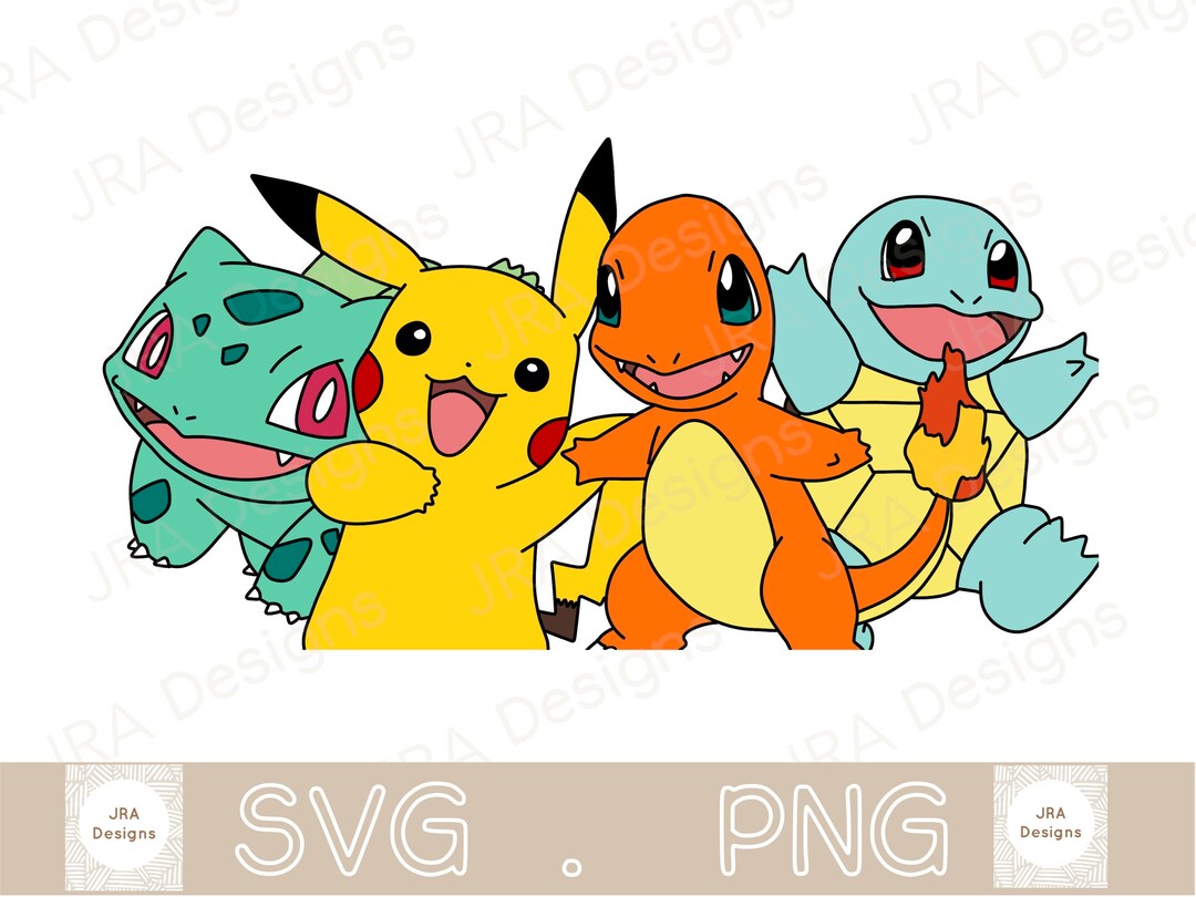 Pikachu Charmander Squirtle Bulbasaur SVG & PNG Pokemon Etsy