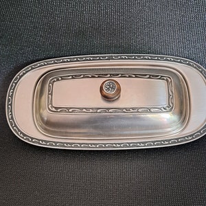 Oneida 18/8 ステンレス バターディッシュ ガラスプレート付き
