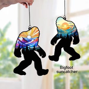 Bigfoot Suncatcher, Bigfoot Ornament Acrylic Sasquatch Window Hanging, Bigfoot Home Decoration, Gift For Bigfoot Lovers, Fathers Day Gift