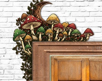Mushroom Door Corner Sign, Mushroom Home Decor, Cottage Core Room Decor, Doorframe Sign, Unique Wall Hanging For Bedroom, Christmas Gifts