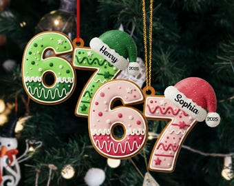 Custom Six Seven Ornament Funny Teen Grandkid Gift, 67 Ornament, Gen Z Teenager Tween Ornament, Gen Alpha Humor, 67 Meme Ornament, Teen Gift