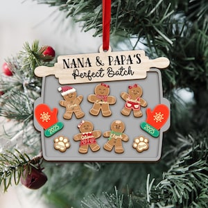 Custom Nana's Perfect Batch Ornament, Mimi's Little Cookies, Nana Papa Gift from Grandkids Holiday Decor, Gingerbread Christmas Ornament