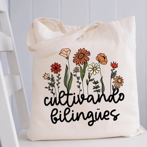 Wild Flower Maestra Bag, Spanish Teacher Gift, Maestra Bilingue Bag, Bilingual Teacher Bag, Latina Teacher Bag, Espanol Bag Mexican Teacher