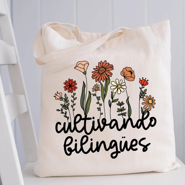 Wild Flower Maestra Bag, Spanish Teacher Gift, Maestra Bilingue Bag, Bilingual Teacher Bag, Latina Teacher Bag, Espanol Bag Mexican Teacher