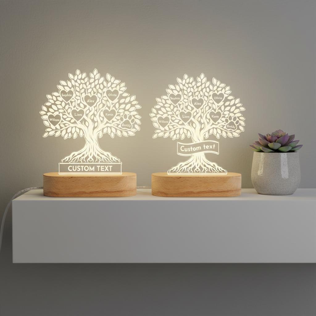 Personalized Family Tree Night Light With Custom Names, Tree of Life ...
