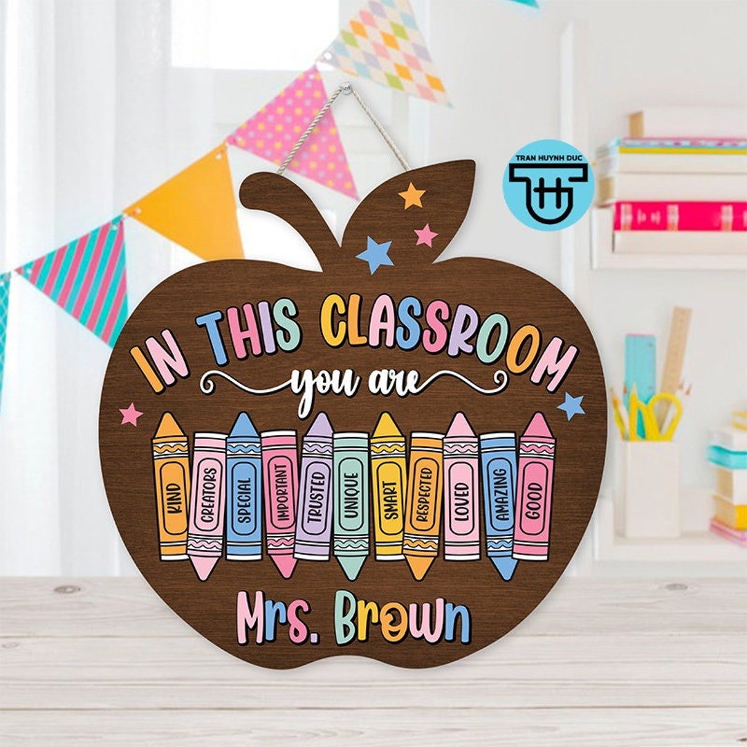 Teacher Custom Door Sign 3D Wooden Door Hanger Teacher Personalized ...