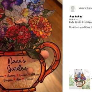 Personalized Grandma's Garden Suncatcher, Birth Month Flower Stained Glass Acrylic Window Hanging, Christmas Gift, Grandma Gift, Mom Gift image 10