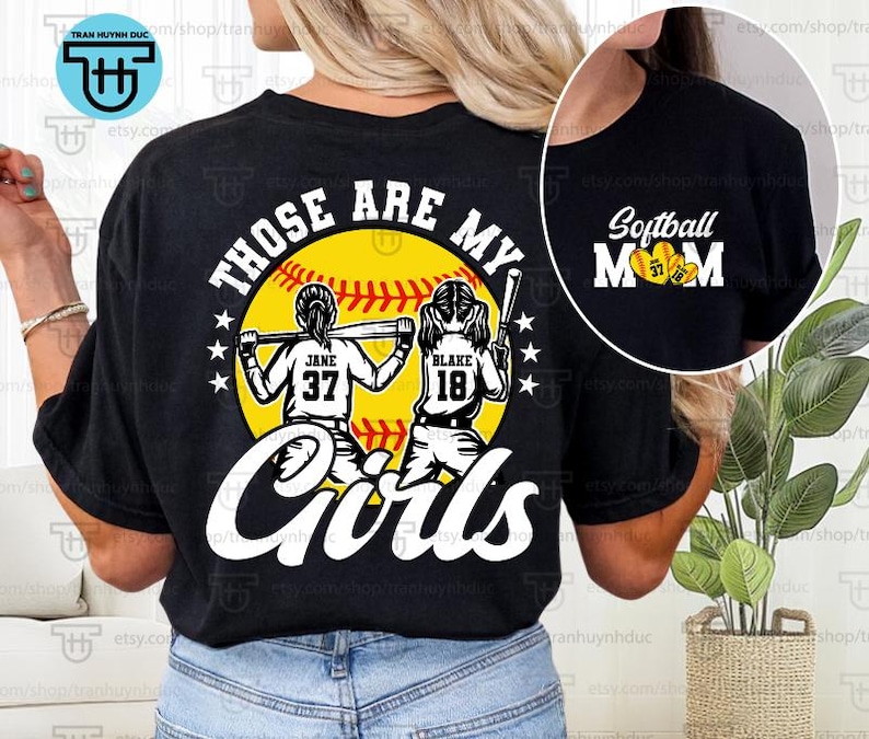 Personalized Softball Shirt, Softball Mom Shirt, Those Are My Girls, Custom with number and name, Custom Softball Girl Shirt, Game Day Shirt bild 4