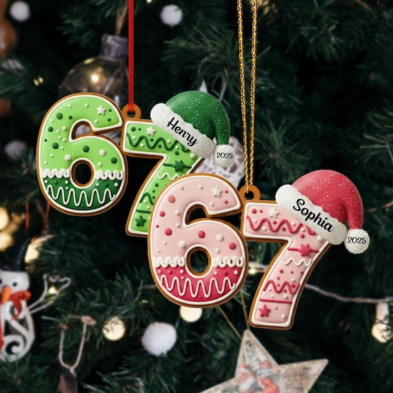 Custom Six Seven Ornament Funny Teen Grandkid Gift, 67 Ornament, Gen Z Teenager Tween Ornament, Gen Alpha Humor, 67 Meme Ornament, Teen Gift