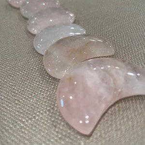 Rose Quartz Crescent Moon Carving Polished