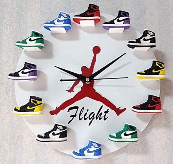 Air Jordan 1 Wall Clock jordan Clock With 3D Mini Sneakers Etsy