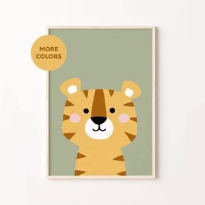 Tiger Nursery Print Digital Download, Jungle Safari Animal Wall Art for Baby Room, Printable Tiger Poster for Kids Room Decor, Nursery Gift