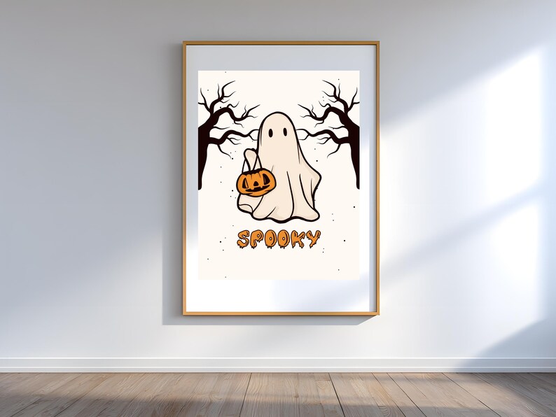 Spooky Ghost Printable | Minimal Halloween Wall Art | Cute Halloween ...