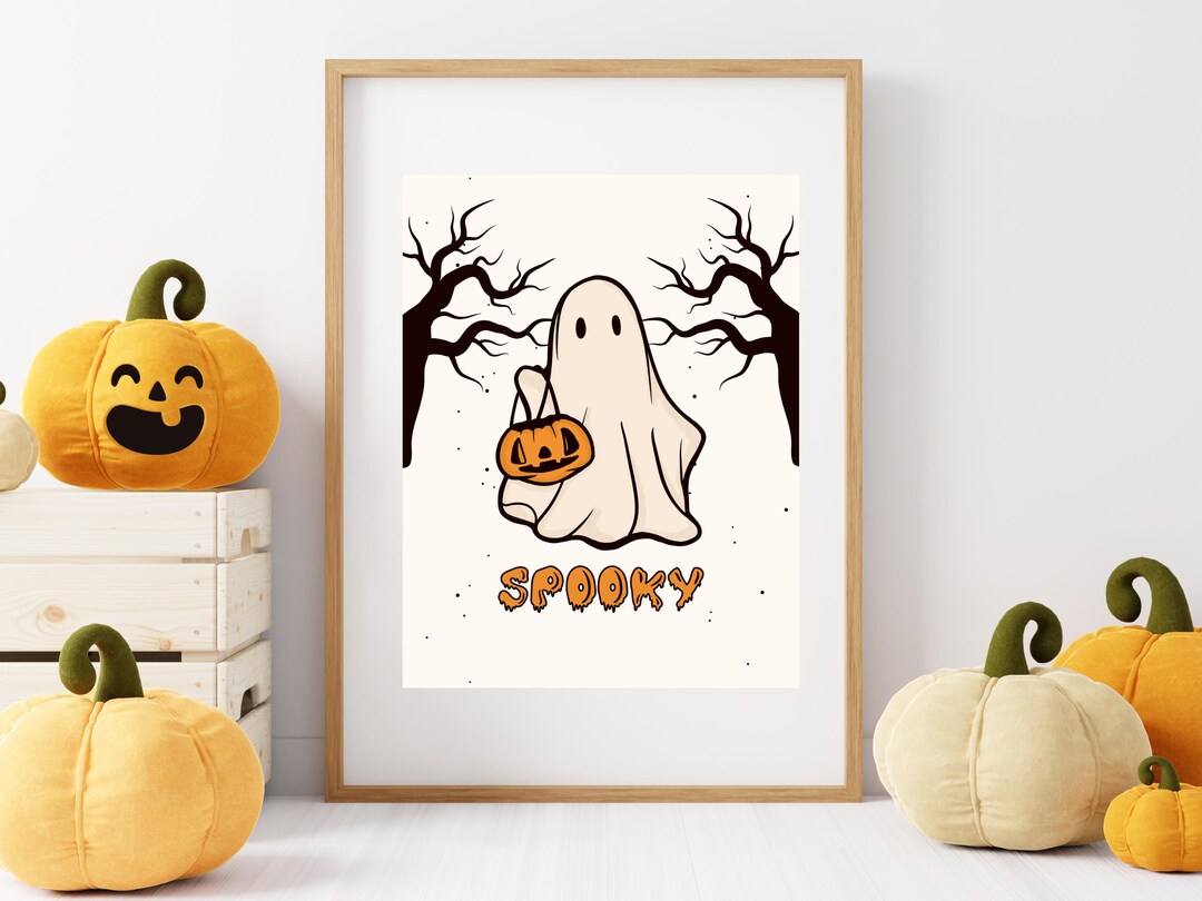 Spooky Ghost Printable | Minimal Halloween Wall Art | Cute Halloween ...
