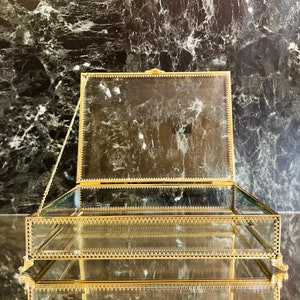 Personalized Glass Jewelry Box: Tempered Glass with Brass Edges