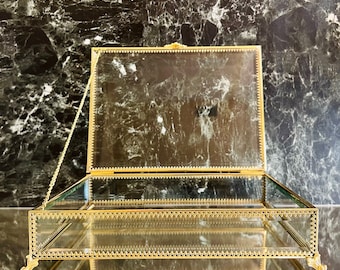 Personalized Glass Jewelry Box: Tempered Glass with Brass Edges