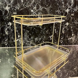 Glass Makeup Organizer | Elegant Vanity Tray | Cosmetics Makeups Perfumes Display Rack | Premium Tempered Glass w/ Stainless Steel Frame