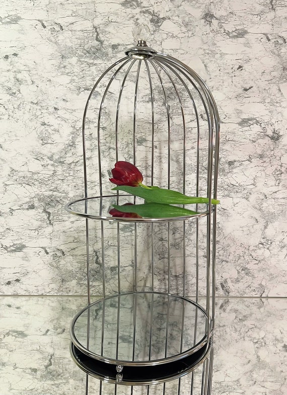 Makeup Organizer: Two-Tier Mirrored Birdcage Cosmetic Display