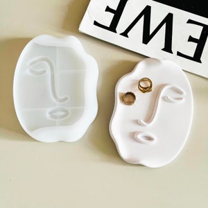 Abstrakt ansiktsplatta Silikonform Betong Gips Harts Smyckesbricka Form Handgjord DIY Smyckesbricka Form