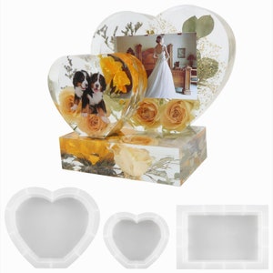 Grote Liefde Hart Silicone Mold Epoxy Hars Rechthoek Foto Frame mal, Hars Geconserveerde Bloemhars Specimen DIY Handgemaakte Hars Kunst mal