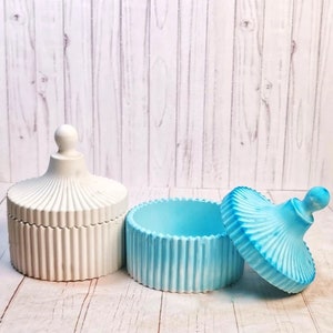 Concrete Crown Candle Jar Bottle with Lid Mold Silicone Storage Box Jewerely Crystal Containe Vessel Mold for Epoxy Resin Candle Jar Mould