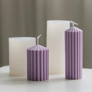 Vertical Striped cylindrical candle silicone mold -Scented candles soap silicone mold DIY Handmade Concrete Cement Plaster Home decor Molds