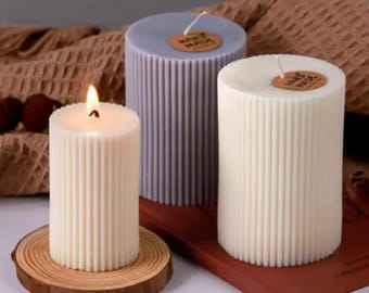 Striped Roman Cylindrical Silicone Candle Mold candle Columnar Striped candle Making SOWAX BEEWAX handmade candles