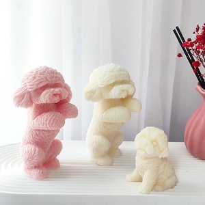 3D Teddy Dog Silicone mold -Cartoon Sit & Stand Poodle Scented Candle mold -DIY Handmade Cement concrete Epoxy Resin Molds